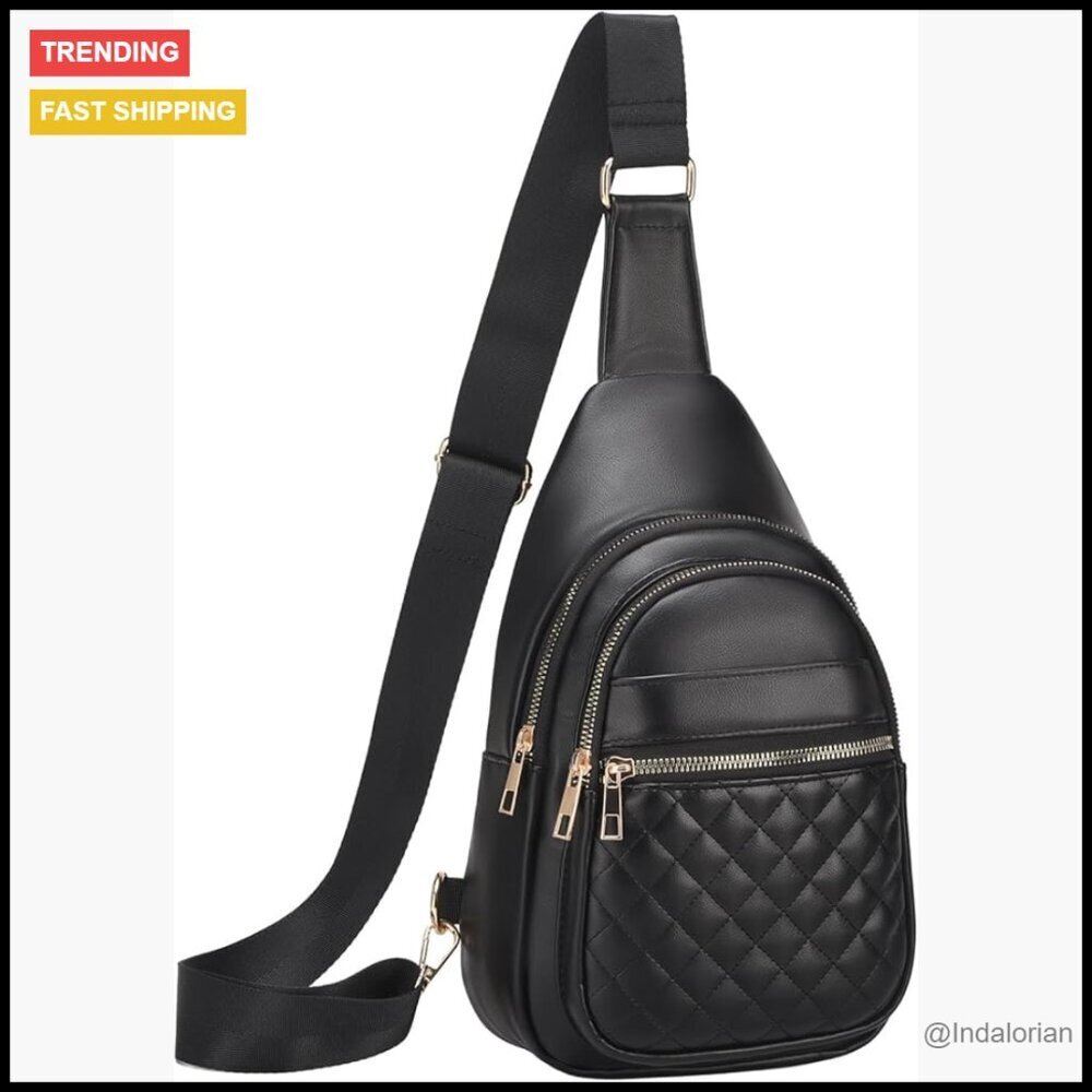 Convertible Sling Bag Lightweight PU Leather Crossbody Casual Daypack Sporty